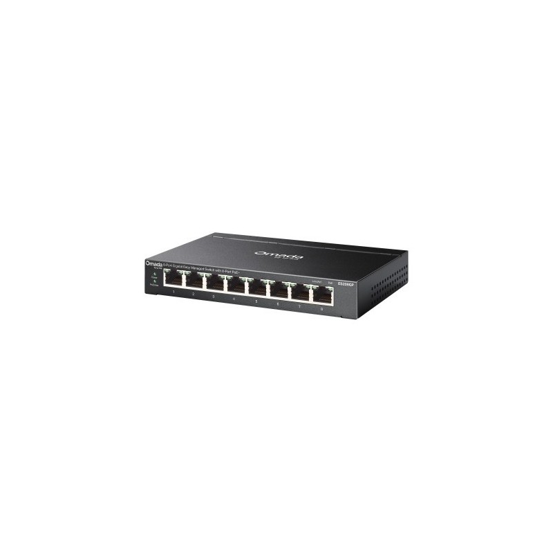 TP-Link Omada ES208GP switch Gestionado L2 Gigabit Ethernet (10/100/1000) Energía sobre Ethernet (PoE) DIN rail Negro