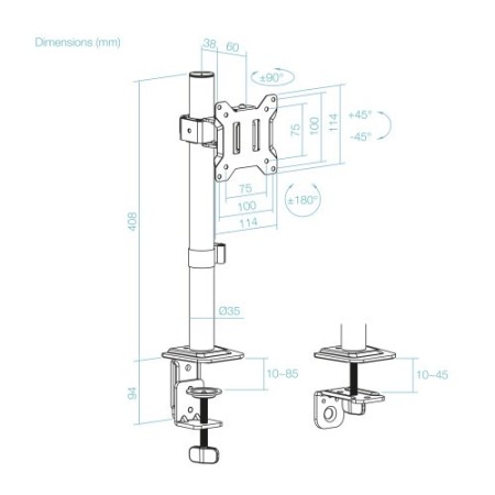 TOOQ SOPORTE MESA PANTALLA GIRA INCLI ROTA 17-32,NEGRO