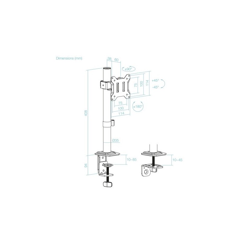 TOOQ SOPORTE MESA PANTALLA GIRA INCLI ROTA 17-32,NEGRO