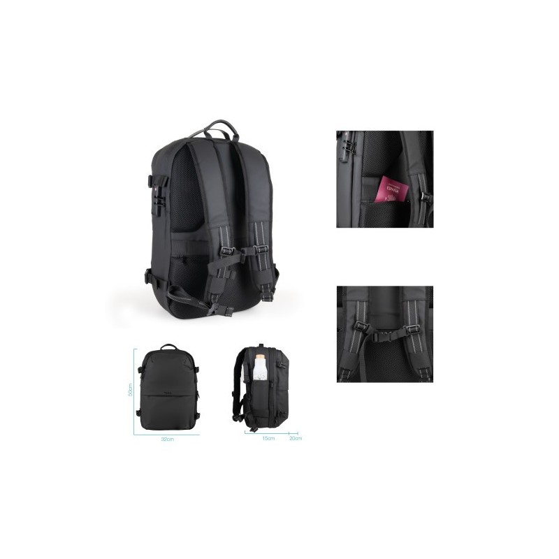 TooQ Mochila de viaje con sistema de compresión al vacío y bomba de aire