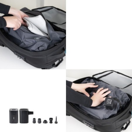 TooQ Mochila de viaje con sistema de compresión al vacío y bomba de aire