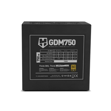 NOX Hummer GDM 750W GOLD unidad de fuente de alimentación 20+4 pin ATX ATX Negro