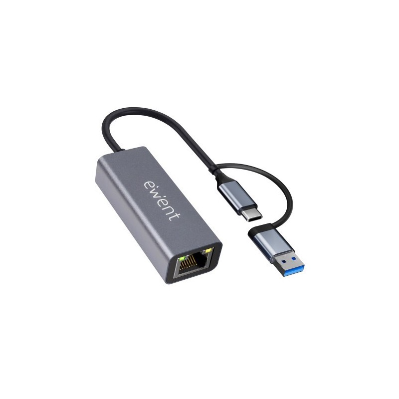 Ewent EW9819 hub de interfaz USB 3.2 Gen 1 (3.1 Gen 1) Type-A + Type-C 1000 Mbit/s Gris