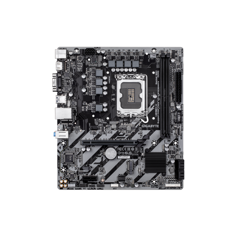 GIGABYTE H810M H Placa base - Procesadores Intel Core Ultra (Serie 2), VRM de 4+1+2 fases, hasta 6400 MHz DDR5, 1xPCIe 4.0 M.2, 