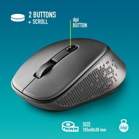 NGS DEW ratón Oficina Ambidextro RF inalámbrico Óptico 1600 DPI