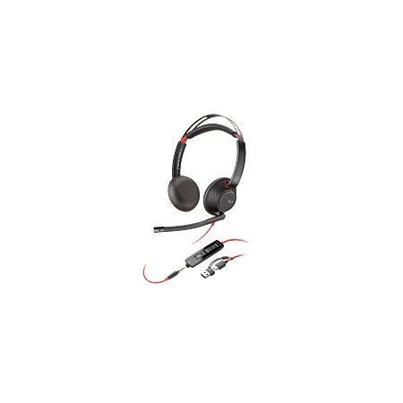 HP Poly Auriculares Poly Blackwire 5220 estéreo USB-C + conector de 3,5 mm + adaptador USB-C/A (paquete)