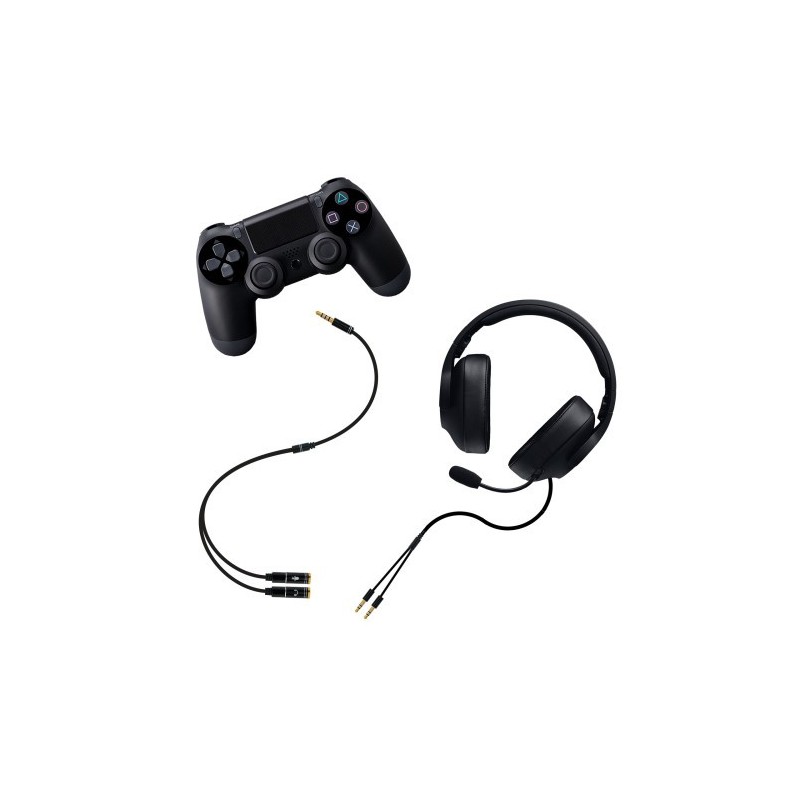 Nanocable Cable adaptador Audio Jack 3.5/M 4pines - 2xJack 3.5/H 3pines, negro, 30 cm