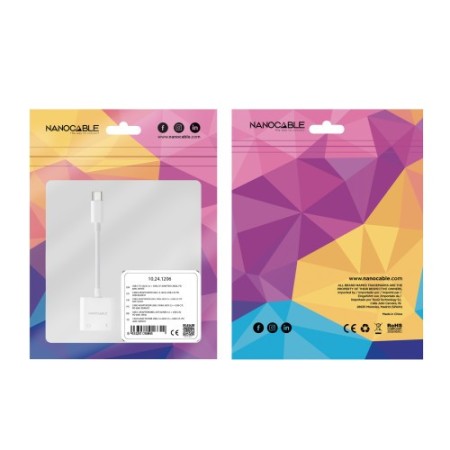 Nanocable Adaptador de Audio USB-C/M a Jack 3.5/H + USB-C/H PD 60W, 11.5 cm, Blanco