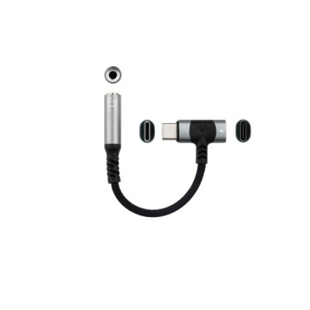 Nanocable 10.24.1207 cambiador de género para cable USB-C + USB-C 3.5 mm Negro