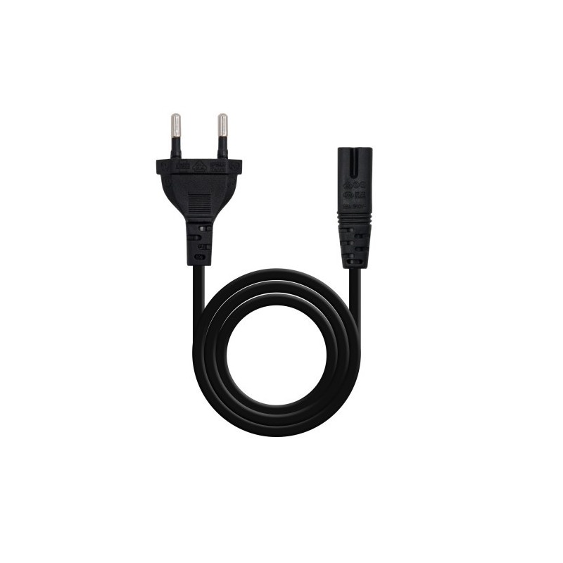 Nanocable Cable de Alimentación con forma 8, CEE7/16/M – C7/H, Negro, 2m