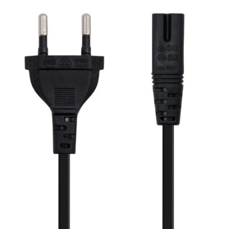Nanocable Cable de Alimentación con forma 8, CEE7/16/M – C7/H, Negro, 3m