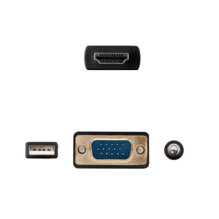 Nanocable Cable Conversor HDMI a VGA+Audio+USB, 1.8 m, Negro