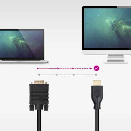 Nanocable Cable conversor VGA/M a HDMI/M, Negro, 1.8m