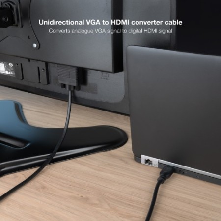 Nanocable Cable conversor VGA/M a HDMI/M, Negro, 1.8m