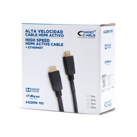 Nanocable CABLE HDMI V1.4 (ALTA VELOCIDAD / HEC) CON REPETIDOR, A/M-A/M, 25 M