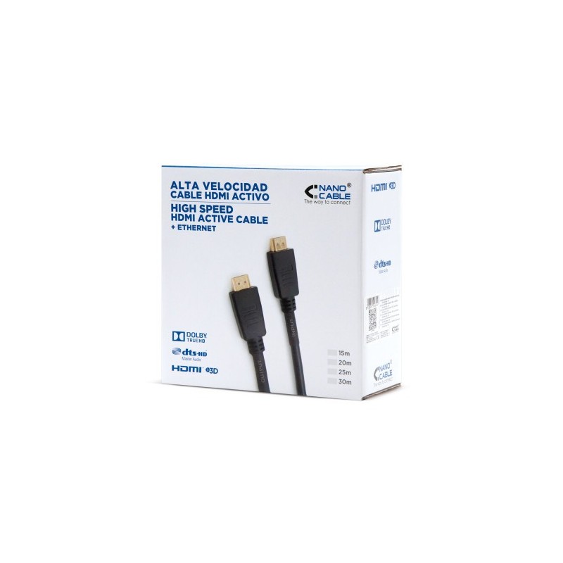 Nanocable CABLE HDMI V1.4 (ALTA VELOCIDAD / HEC) CON REPETIDOR, A/M-A/M, 25 M