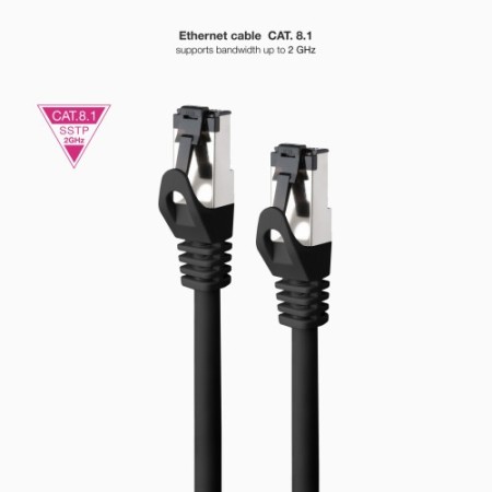 Nanocable Cable de Red Latiguillo Cat.8.1 2GHz LSZH SSTP AWG26, Negro, 3 m