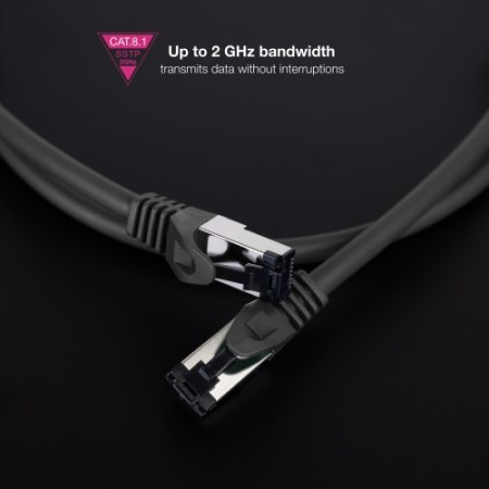 Nanocable Cable de Red Latiguillo Cat.8.1 2GHz LSZH SSTP AWG26, Negro, 7 m