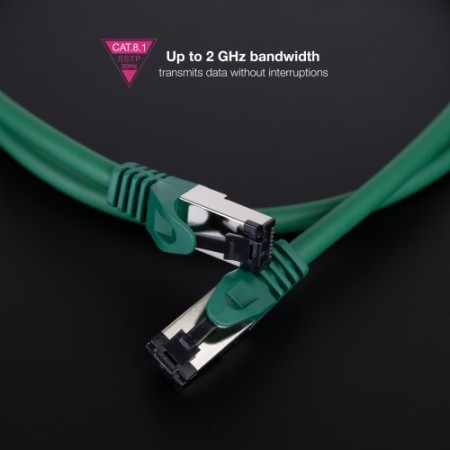 Nanocable Cable de Red Latiguillo Cat.8.1 2GHz LSZH SSTP AWG26, Verde, 25 cm
