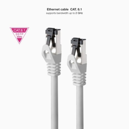 Nanocable Cable de Red Latiguillo Cat.8.1 2GHz LSZH SSTP AWG26, Gris, 10 m