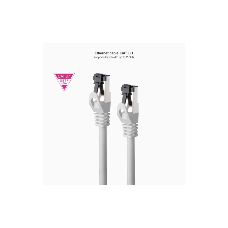 Nanocable Cable de Red Latiguillo Cat.8.1 2GHz LSZH SSTP AWG26, Gris, 15 m