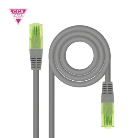 Nanocable Cable de Red Latiguillo RJ45 CAT.6 UTP AWG26 CCA, Gris, 1 m