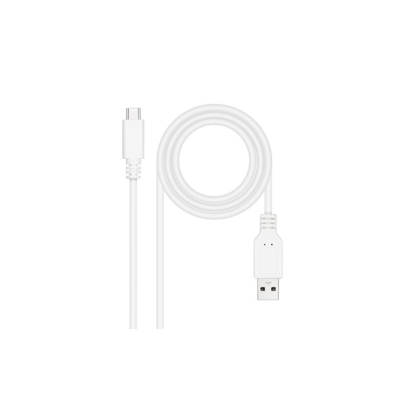 Nanocable Cable USB 2.0 3A, tipo USB-C/M-A/M, Blanco, 1 m