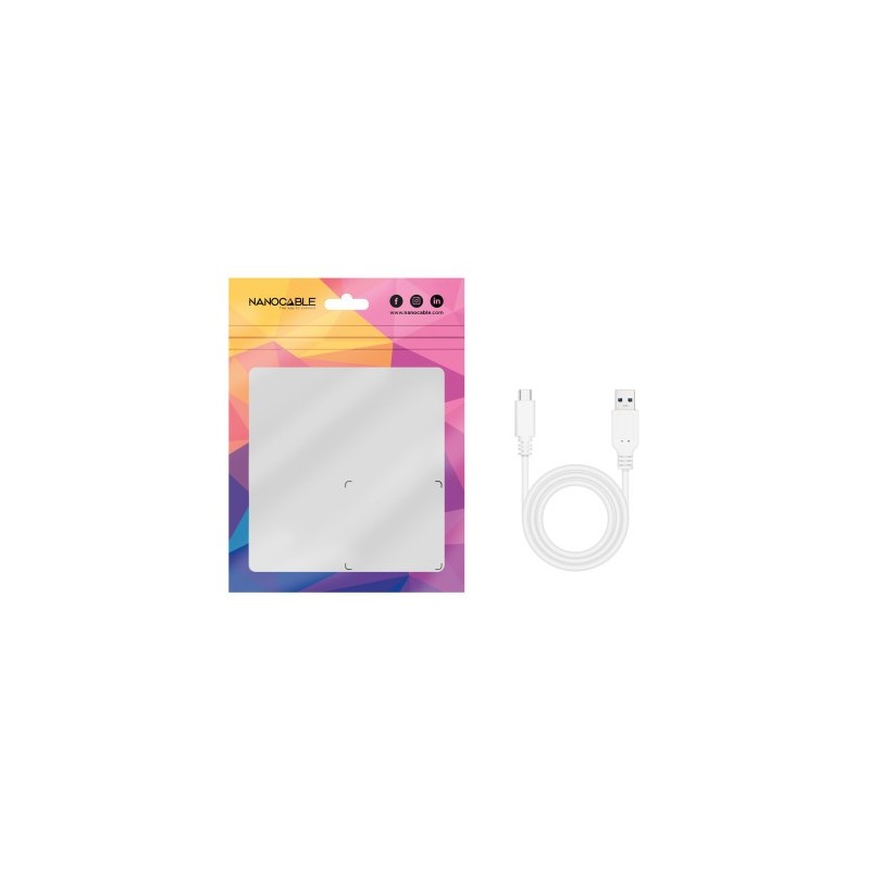 Nanocable Cable USB 3.1, Gen2 10 Gbps 3A, tipo USB-C/M-A/M, Blanco, 1 m