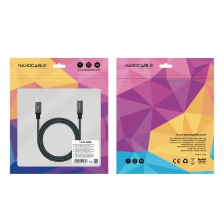 Nanocable 10.01.4501-L150-COMB cable USB USB 3.2 Gen 2x2 1,5 m USB C 20 Gbit/s 100 W Negro