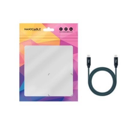 Nanocable Cable USB 3.2 Gen2x2 20Gbps 5A/100W 4K/60Hz USB-C/M-USB-C/M, Gris/Negro, 1.5 m