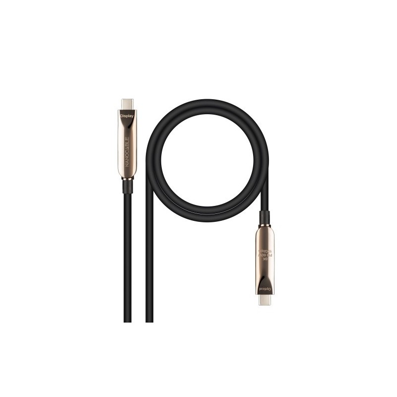 Nanocable Cable USB 3.2 Gen2x1 AOC, 60W 3A PD 10Gbps 8K@60Hz, USB-C M/M, 10m, Negro