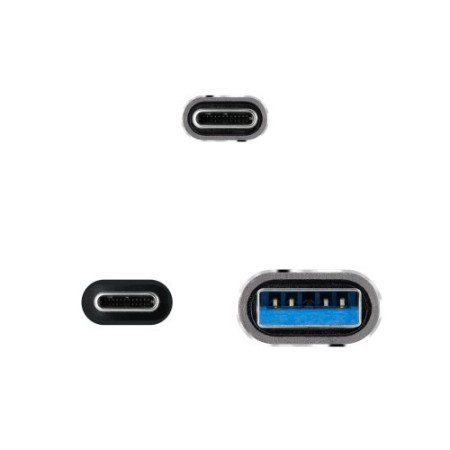 Nanocable Cable USB 3.2 Gen2x2 20Gbps 5A/100W, USB-C+USB-A/M a USB-C/M, Gris/Negro, 2m