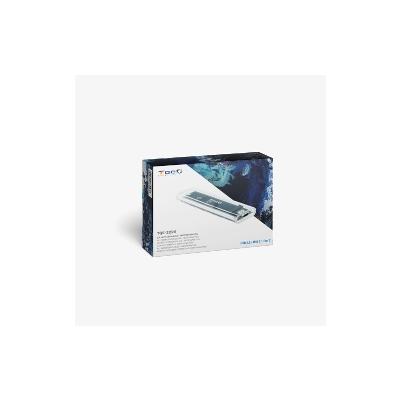 TooQ Caja Externa para SSD M.2 NGFF/NVMe, Transparente, RGB