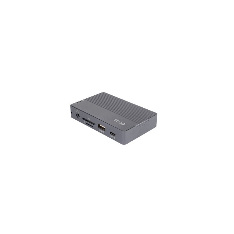 TooQ Caja externa para SSD M.2 NVMe/SATA + HUB USB-C 3.2 Gen2 con 2x USB-A 3.1 + 1x USB-A 2.0 + USB-C 3.2 Gen2 + HDMI 2.0 + RJ45