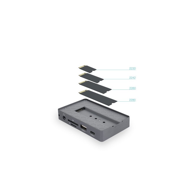 TooQ Caja externa para SSD M.2 NVMe/SATA + HUB USB-C 3.2 Gen2 con 2x USB-A 3.1 + 1x USB-A 2.0 + USB-C 3.2 Gen2 + HDMI 2.0 + RJ45