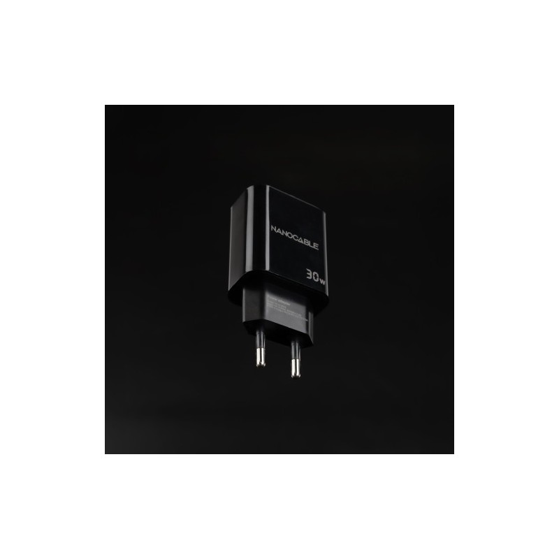 Nanocable Cargador USB-C/PD + USB-A/QC 30W, Negro