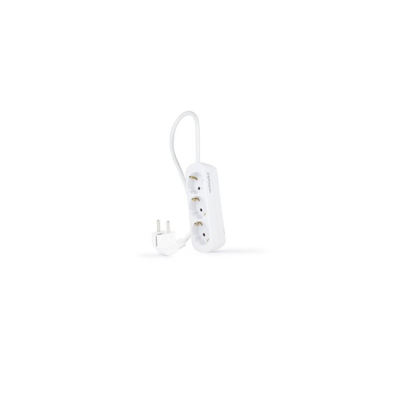 Nanocable Regleta de Enchufes con 3 Tomas, 1.4 m, Blanco