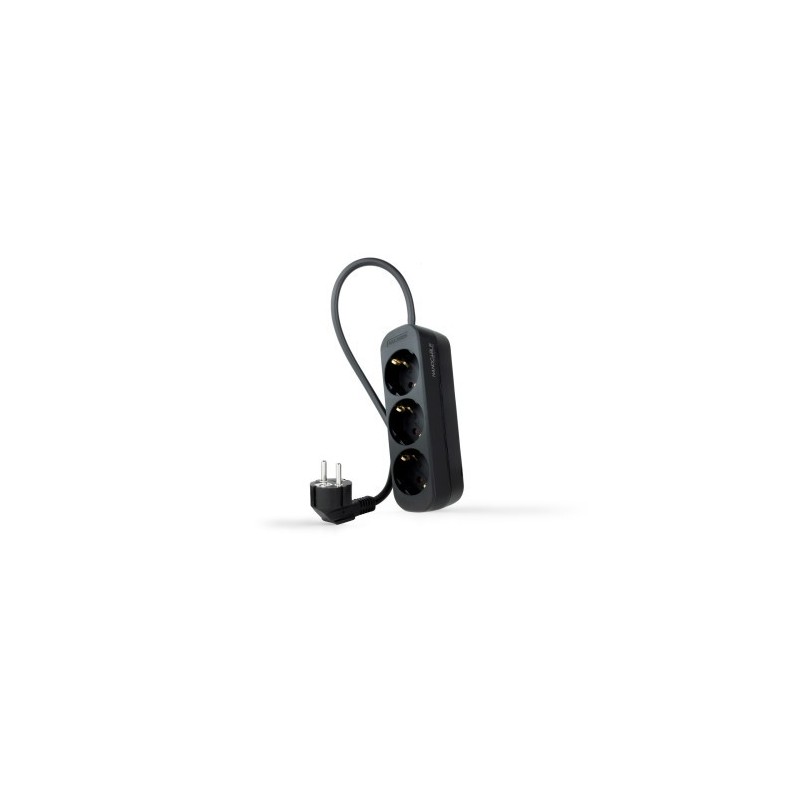 Nanocable Regleta de Enchufes con 3 Tomas, 1.4 m, Negro