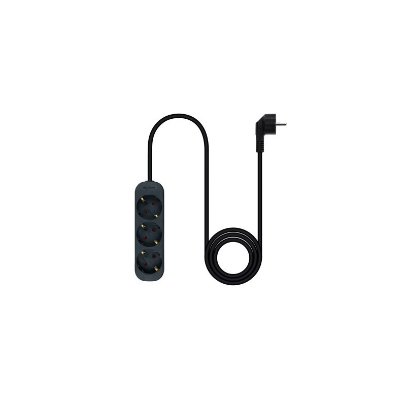 Nanocable Regleta de Enchufes con 3 Tomas, 1.4 m, Negro