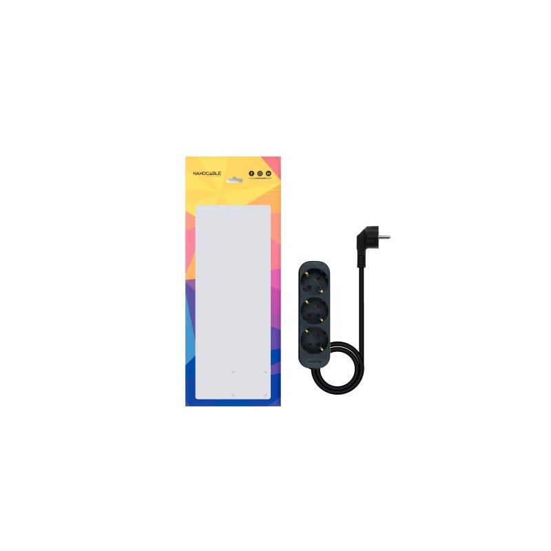 Nanocable Regleta de Enchufes con 3 Tomas, 1.4 m, Negro
