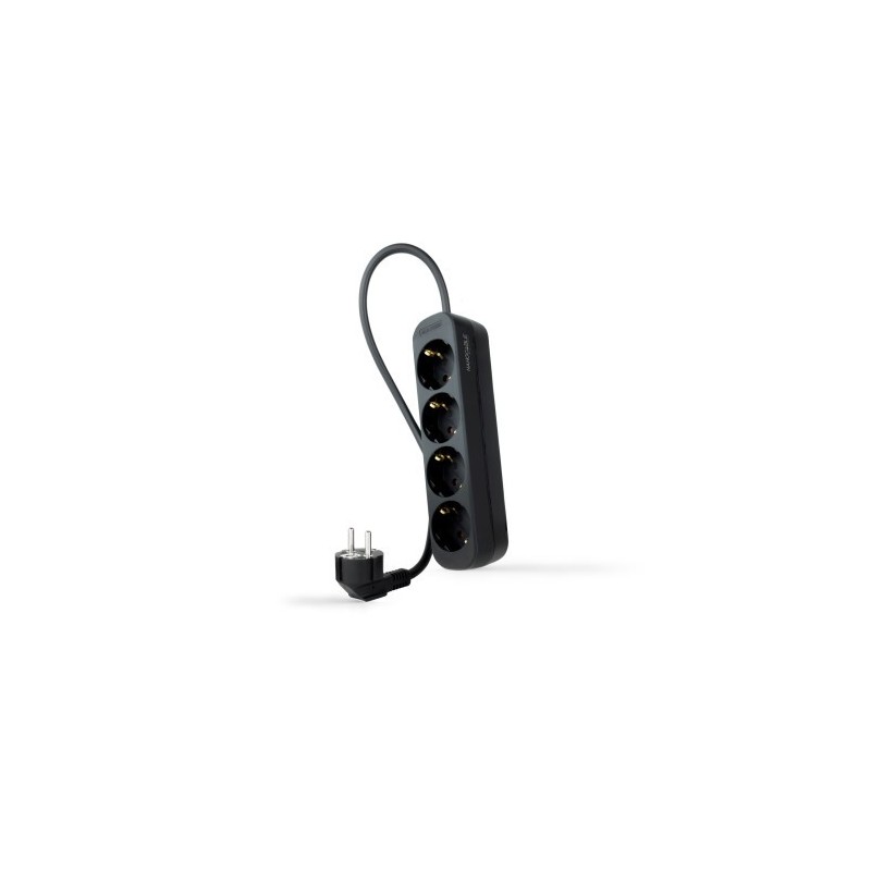 Nanocable Regleta de Enchufes con 4 Tomas, 1.4 m, Negro