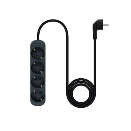 Nanocable Regleta de Enchufes con 4 Tomas, 1.4 m, Negro