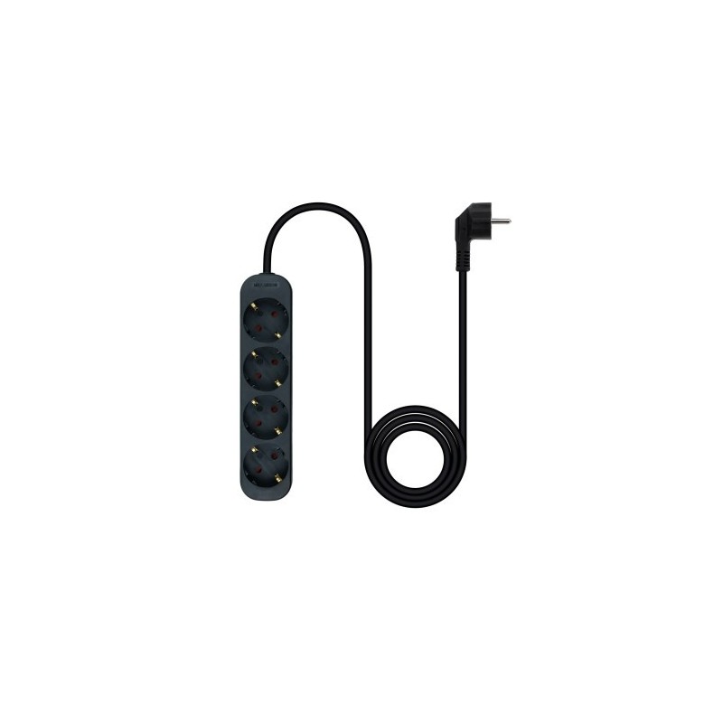Nanocable Regleta de Enchufes con 4 Tomas, 1.4 m, Negro