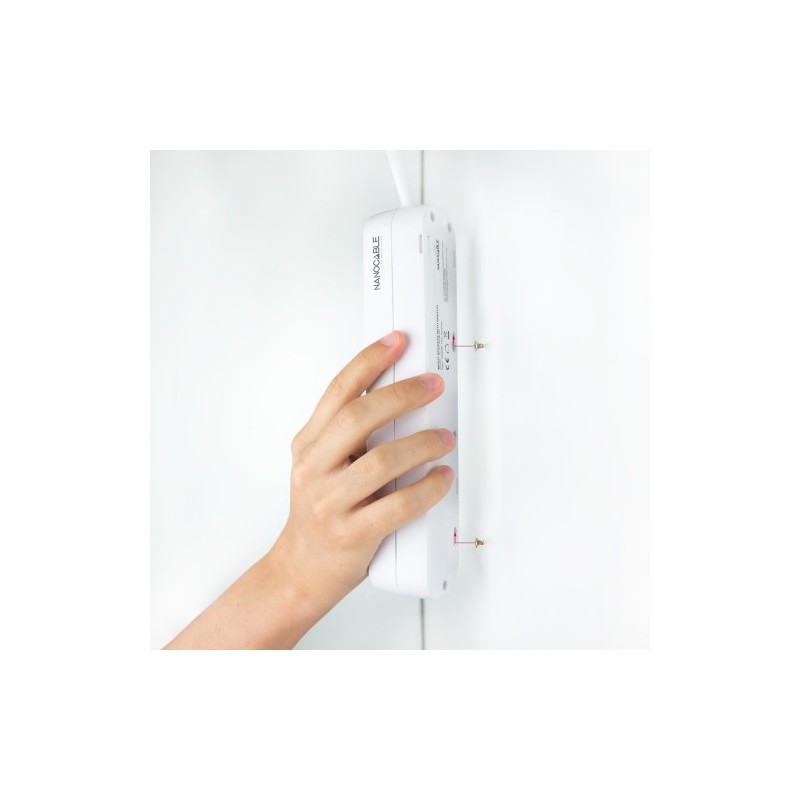 Nanocable Regleta de Enchufes con 6 Tomas, 1.4 m, Blanco