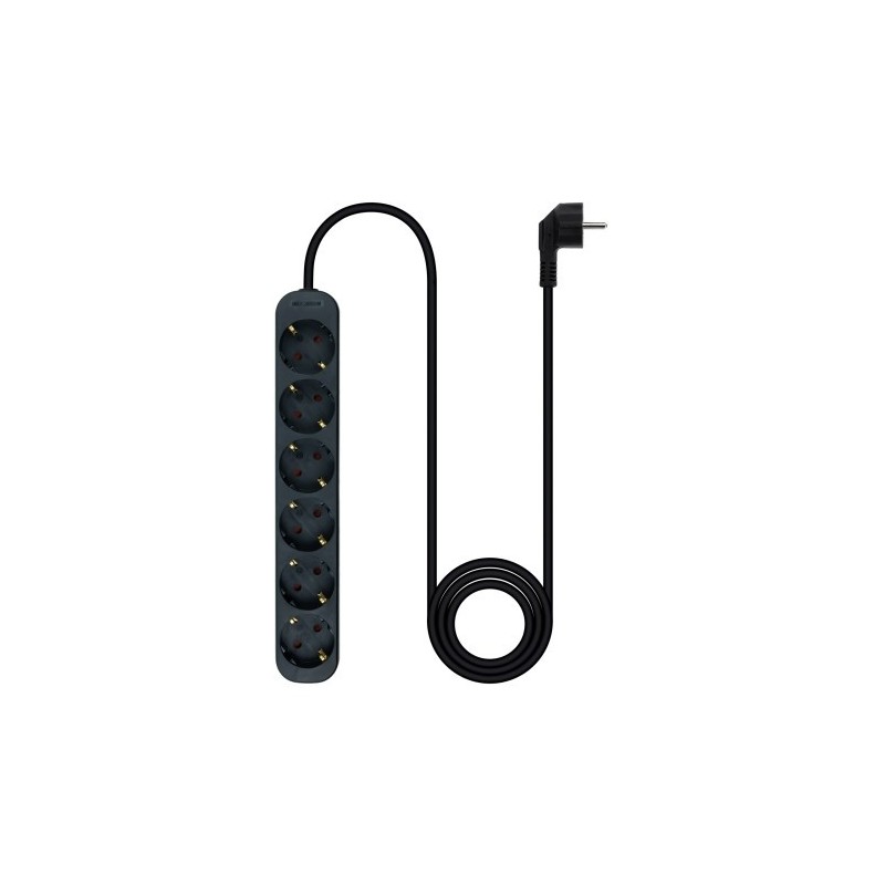 Nanocable Regleta de Enchufes con 6 Tomas, 1.4 m, Negro