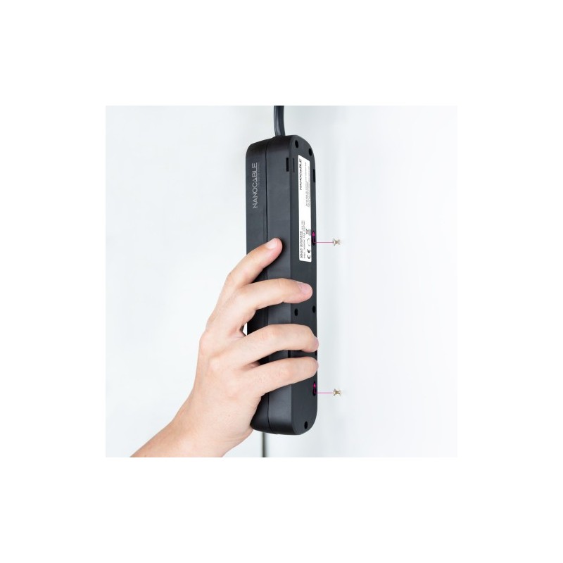 Nanocable Regleta de Enchufes con 6 Tomas, 1.4 m, Negro
