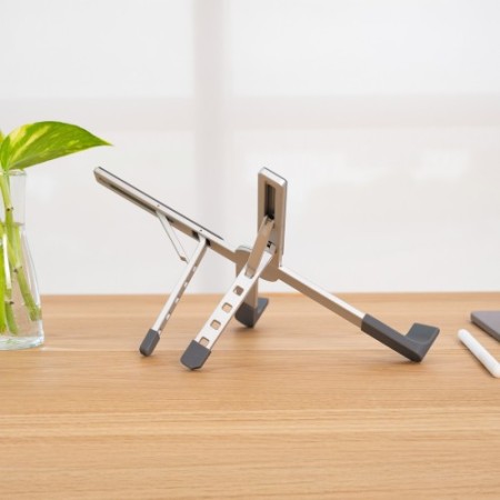 TooQ Soporte elevador plegable de aluminio para portátiles, Plata