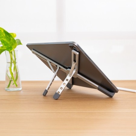 TooQ Soporte elevador plegable de aluminio para portátiles, Plata