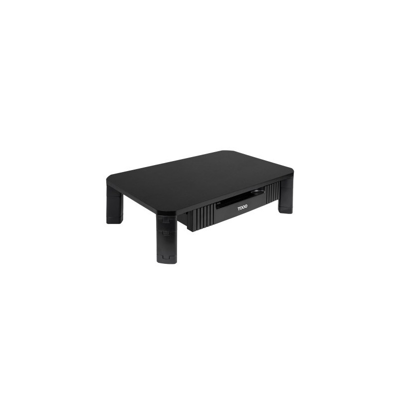 TooQ Soporte Elevador Multiusos con Cajón para Monitor/Portátil, Negro