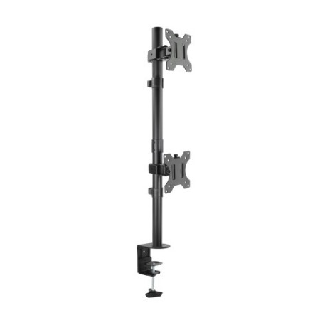 TooQ Soporte de Mesa, Giratorio e Inclinable, Vertical, para 2 Pantallas 13”-32”, Negro
